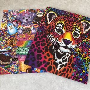 Lot Of 2 Lisa Frank folders Leopard Puppy Dog Ice Cream Treats 2014 Colorful ￼